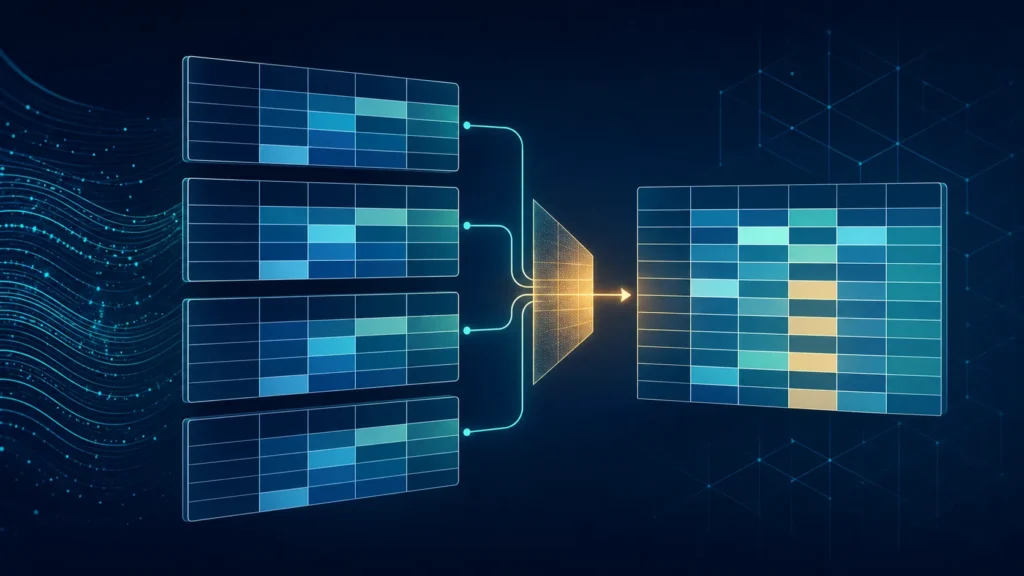 Dos DataFrames concatenados vertical y horizontalmente con pandas