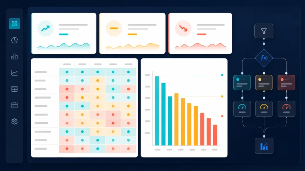 Panel de Power BI con formato condicional por reglas y colores